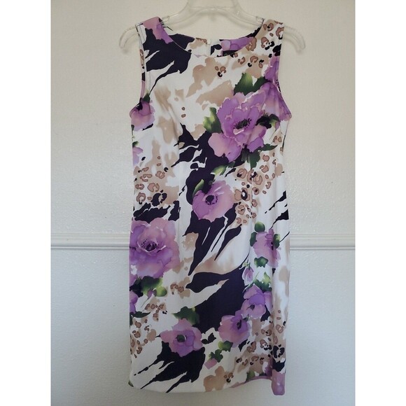 connected apparel Dresses & Skirts - Connected Apparel Womens Floral Sleeveless Dress Size 10 P Colorful Purple